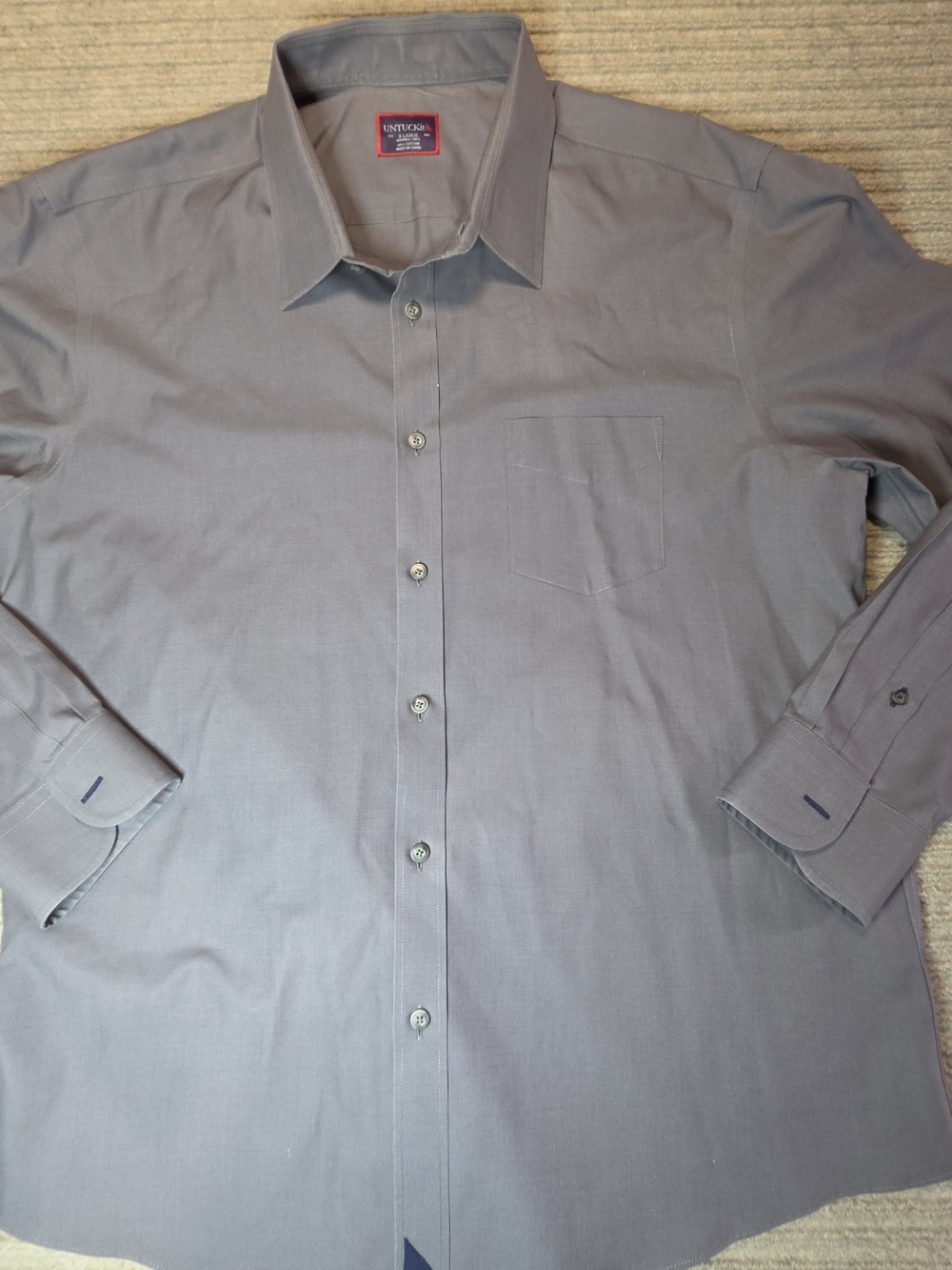 UNTUCKit Pio-Cesare Shirt Mens XL Gray Fitted Wrinkle Free Button Up